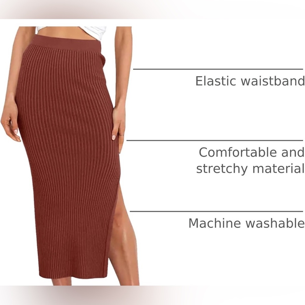 Zeagoo Sweater Midi Skirt in Rust
